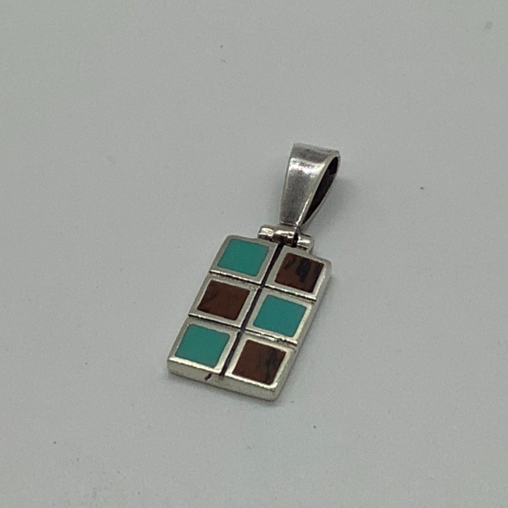 Turquoise and Tiger's Eye Sterling Pendant